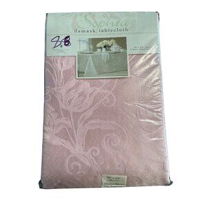 Sophia Damask Tablecloth Oblong 60" X 104" Pink Cotton/Polyester Blend Sophistic